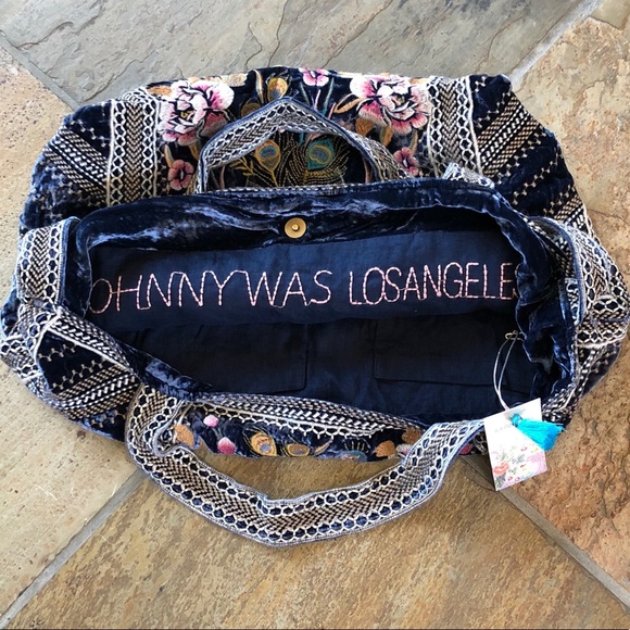 🍃💕NWT Johnny Was Silk Velvet Boho Hobo Tote Bag - Picture 6 of 8